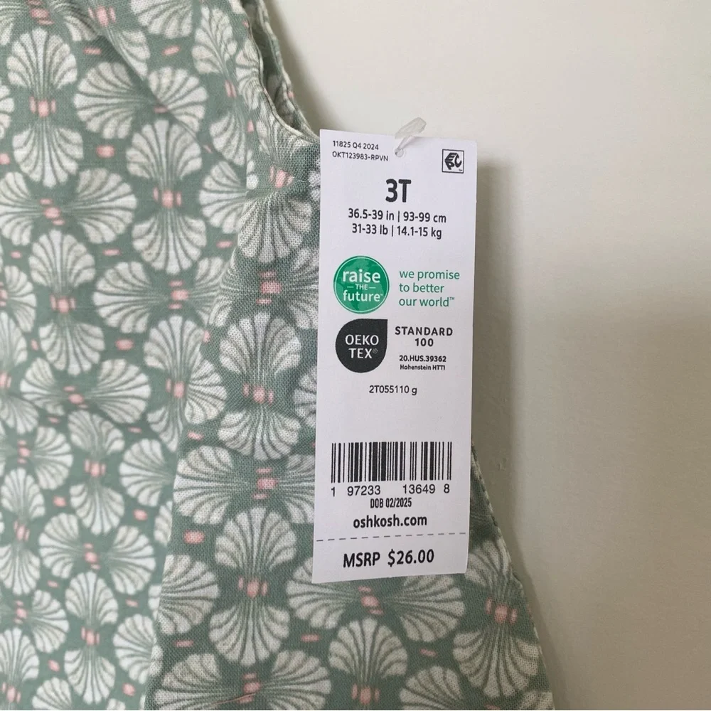 OshKosh B’gosh toddler tropical print green tank top